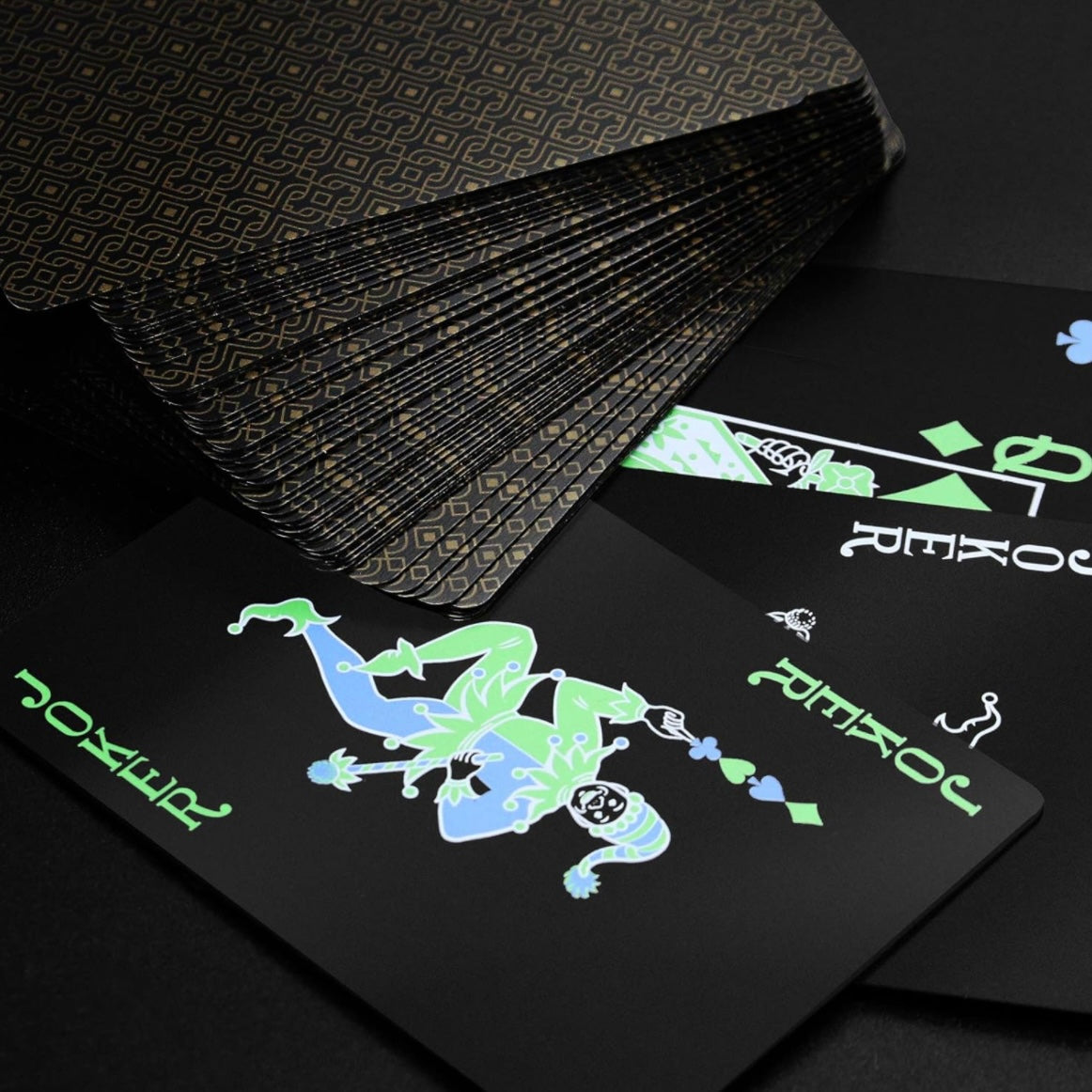 Green & Black Poker Playing Cards